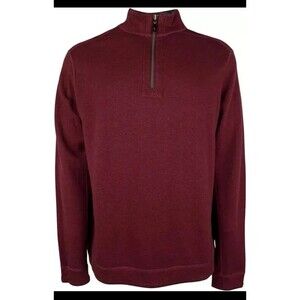 Tommy Bahama Black Cherry Heather Flipshore Reversible Half Zip Sweater Large
